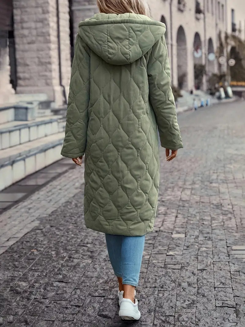 Manteau matelassé en coton douillet à capuche avec manches longues