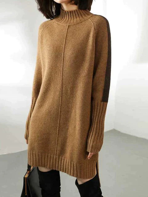 Robe pull col roulé en maille confortable