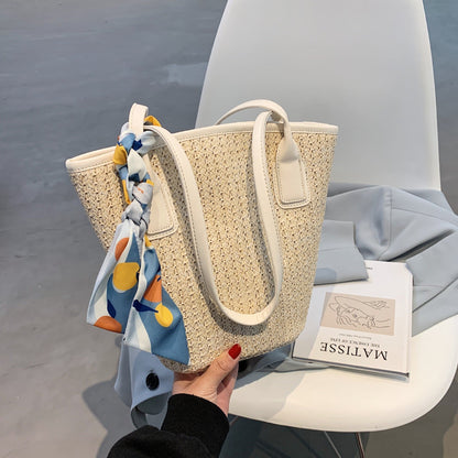 Sac fourre-tout en fibre naturelle avec foulard