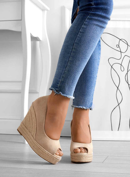 Espadrilles compensées en daim