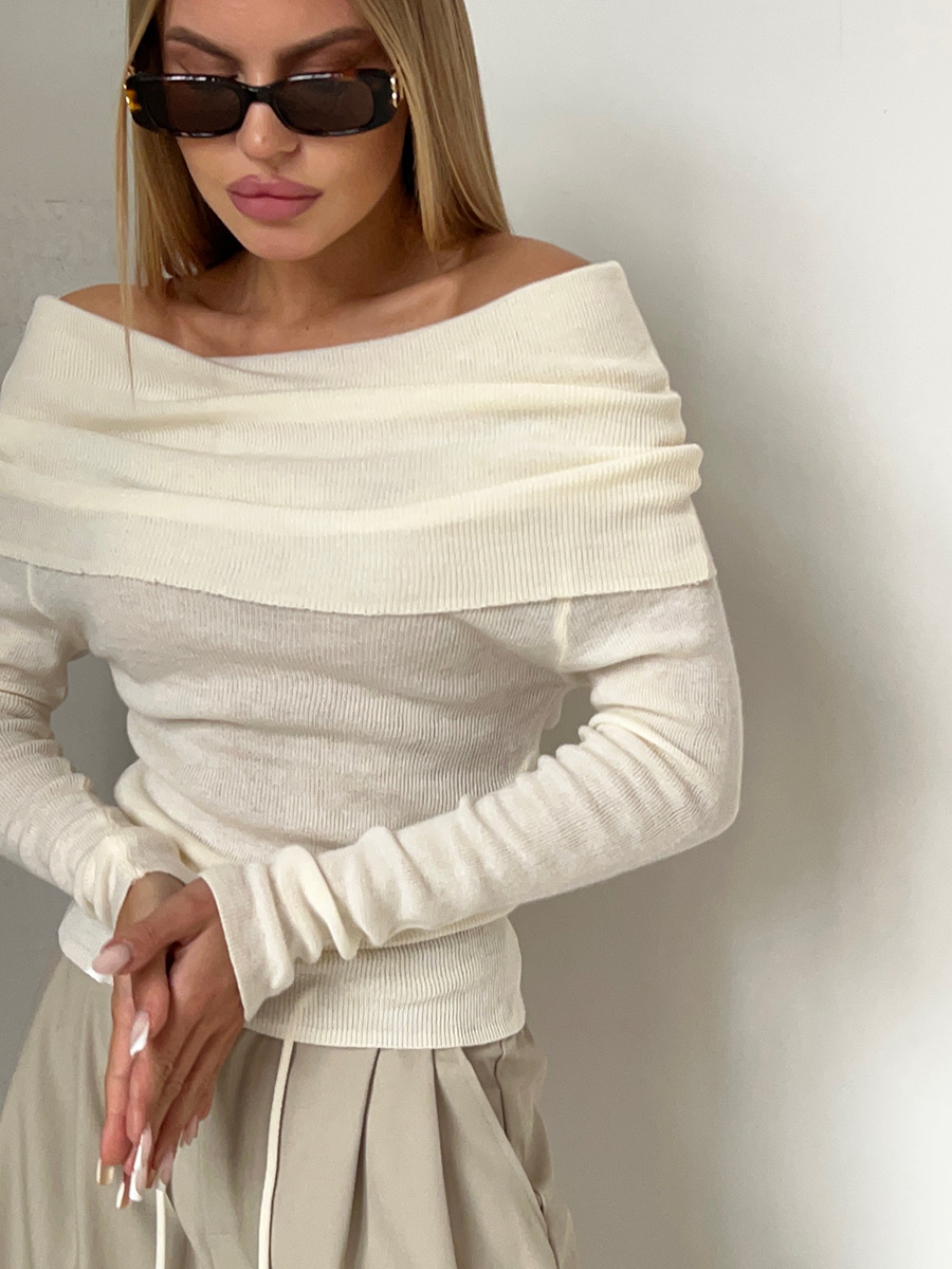 Océane Dubois® | Pull tricoté chic épaules dénudées pour tenue de soirée