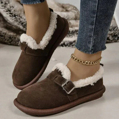 Ballerines confortables doublées en polaire avec bride à boucle