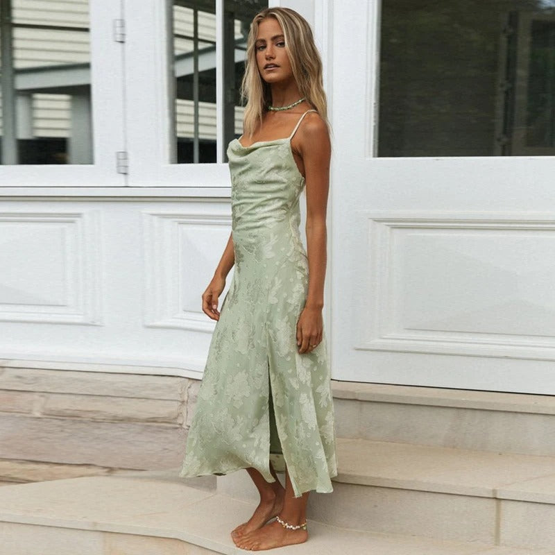 Pauline Laurent® |Robe maxi Alesha avec cothurnes imprimées