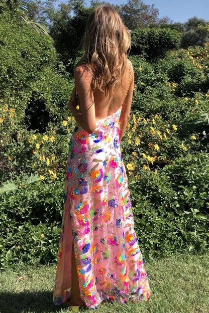 Pauline Laurent® | Robe maxi dos nu avec paillettes brodées