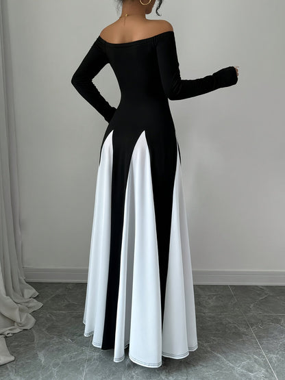 Robe Symphonique Époustouflante Épaules Dénudées Et Manches Longues Pour Femme