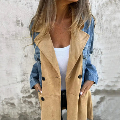 Manteau d'hiver mi-long féminin chic à double boutonnage