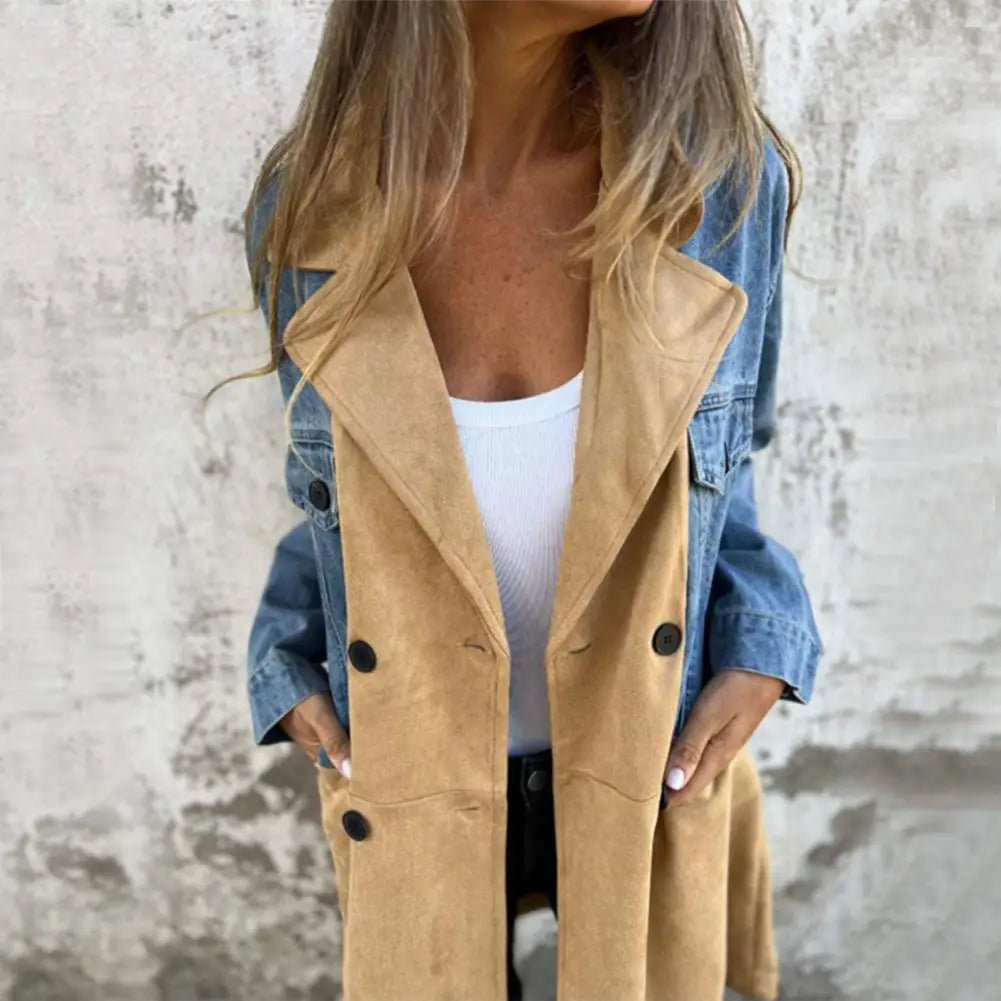 Manteau d'hiver mi-long double boutonnage chic pour femmes