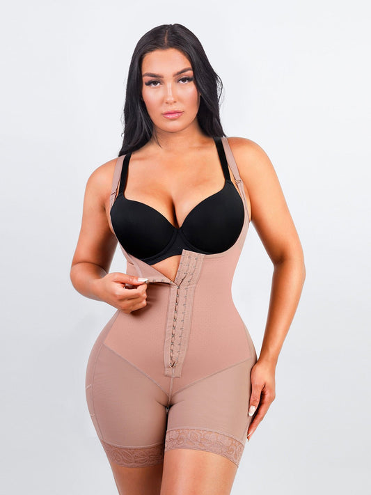 Felicia Short Powernet® - Ademende Latex Body met Open Borst, Buikcontrole en Stevige Compressie Shapewear.