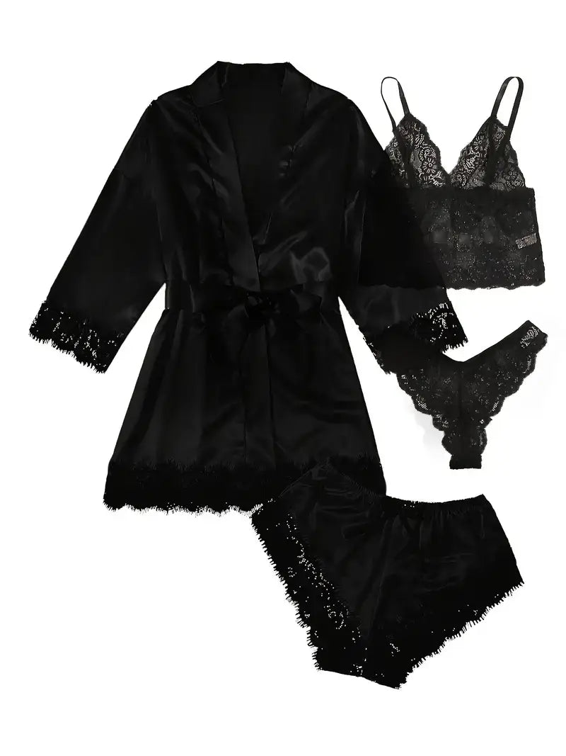 Ensemble Pyjama & Sous-Vêtements Glamour 4 Pièces