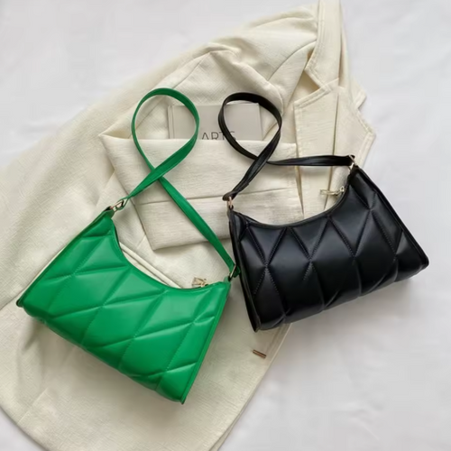 Sac baguette en cuir matelassé