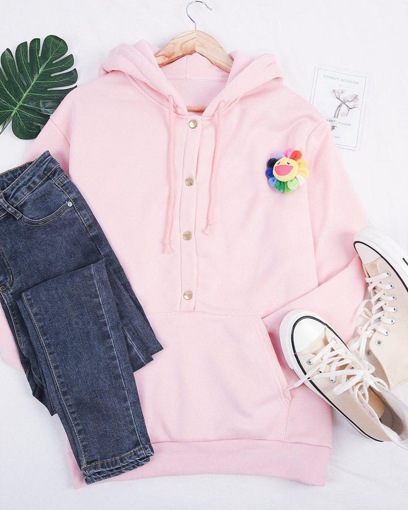 Sweat à capuche rose confortable avec poches kangourou pour femmes