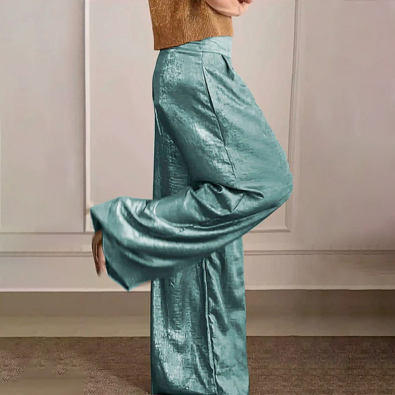Pantalon vintage décontracté en couleurs métallisées pour dames