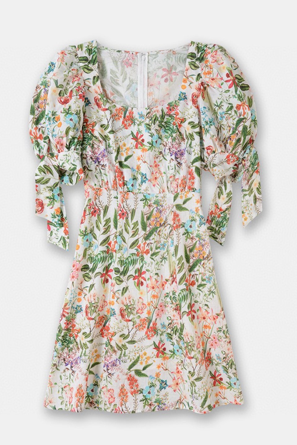 Pauline Laurent® | robe imprimée en lin avec nœud papillon