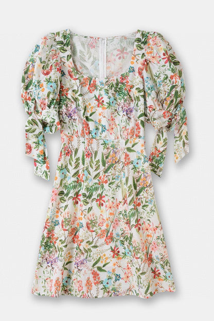 Pauline Laurent® | robe imprimée en lin avec nœud papillon