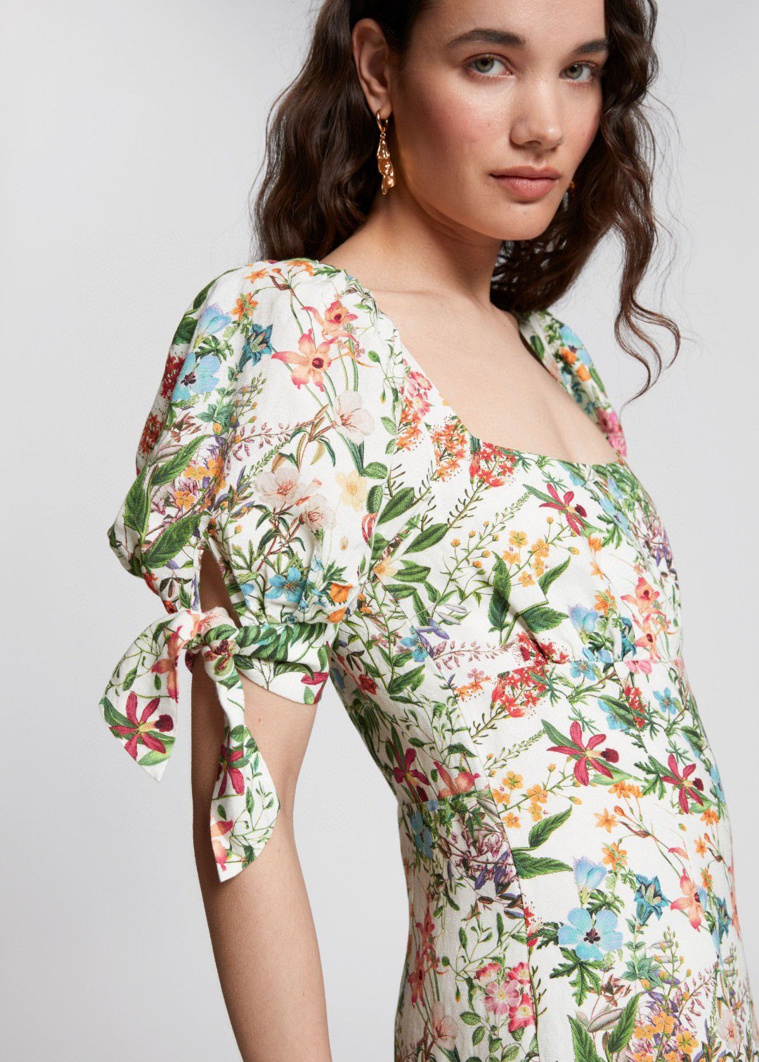Pauline Laurent® | robe imprimée en lin avec nœud papillon