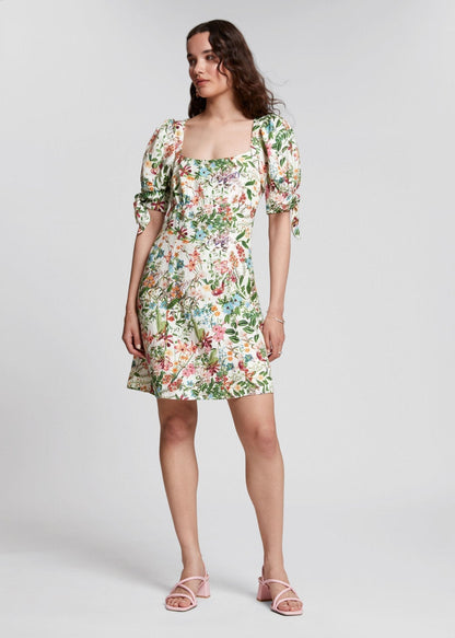 Pauline Laurent® | robe imprimée en lin avec nœud papillon