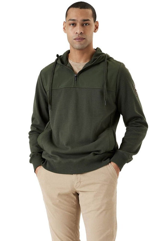 Sweat à Capuche Bi-matière Lorenzo Kaki