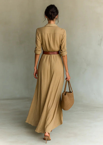 Soléna | Robe longue fluide ceinturée