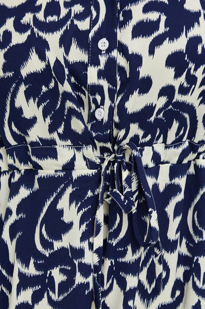 Pauline Laurent® | Robe-chemise midi imprimée avec cordon de serrage