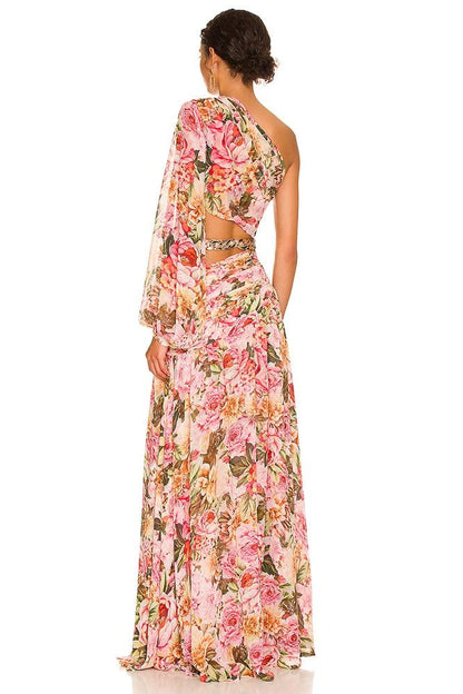 Pauline Laurent® | robe maxi asymétrique imprimée avec découpes