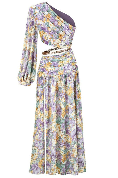 Pauline Laurent® | robe maxi asymétrique imprimée avec découpes
