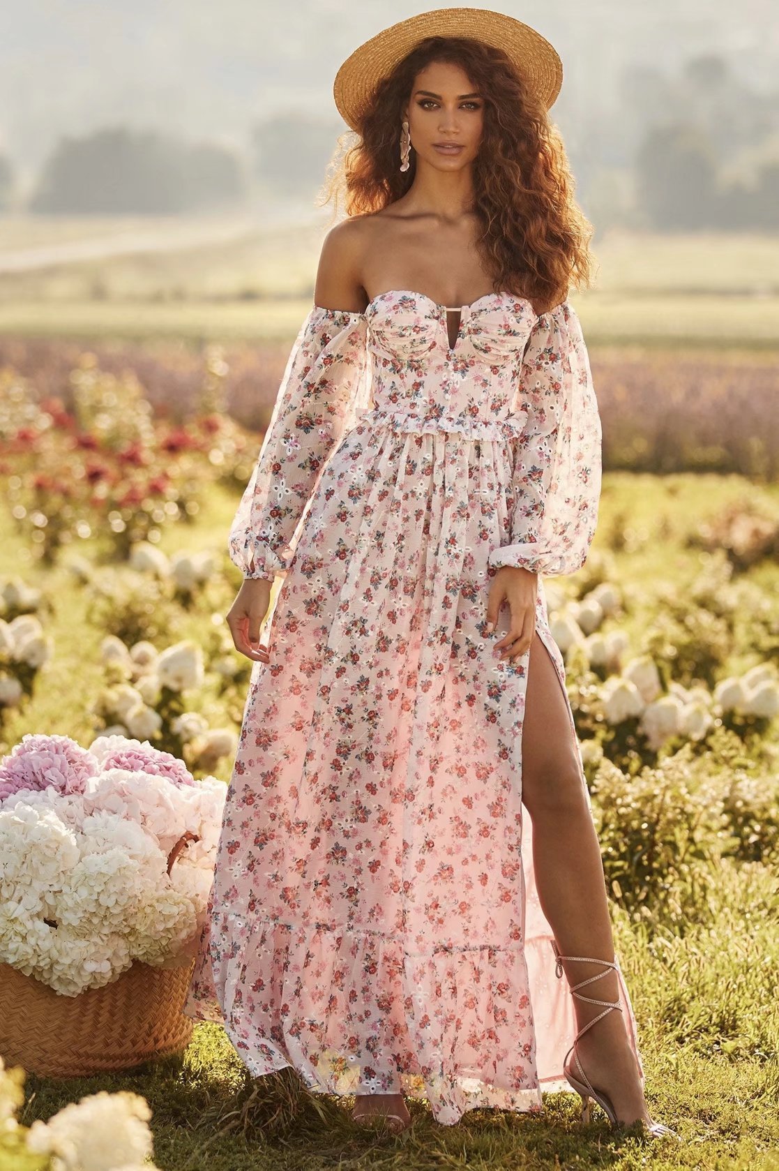 Pauline Laurent® | Robe maxi imprimée sans épaules