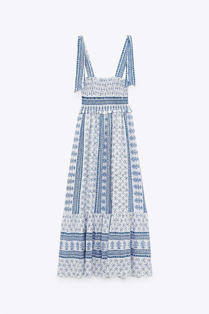 Pauline Laurent® | Robe midi à bretelles froncées