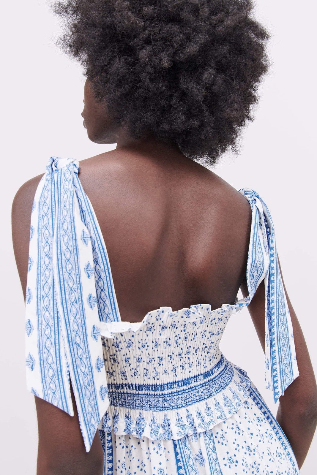 Pauline Laurent® | Robe midi à bretelles froncées