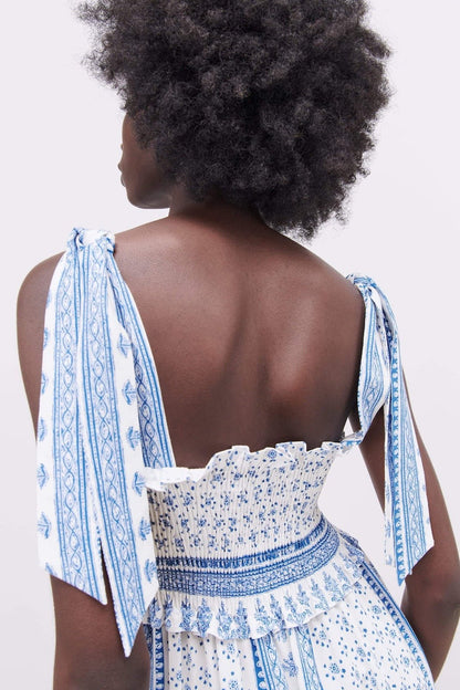 Pauline Laurent® | Robe midi à bretelles froncées