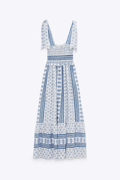 Pauline Laurent® | Robe midi à bretelles froncées