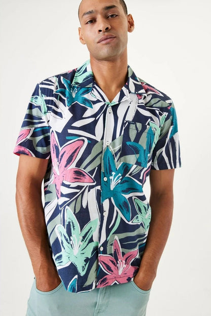 Chemise Paddington Bleu Marine Manches Courtes
