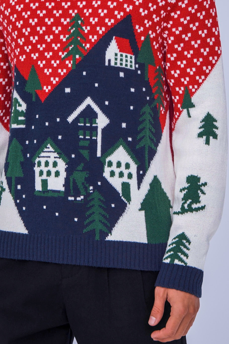 Pull Xmas Landscape Rouge
