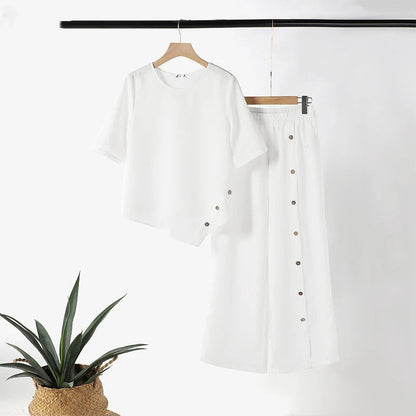 Amelina™ - Ensemble Coordonné avec Boutons pour un Style Élégant et Décontracté