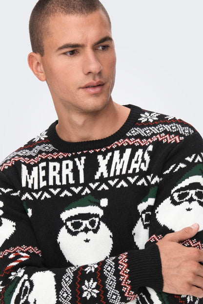 Pull Xmas Santa Noir