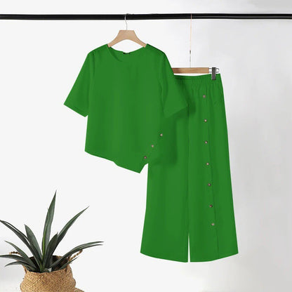 Amelina™ - Ensemble Coordonné avec Boutons pour un Style Élégant et Décontracté