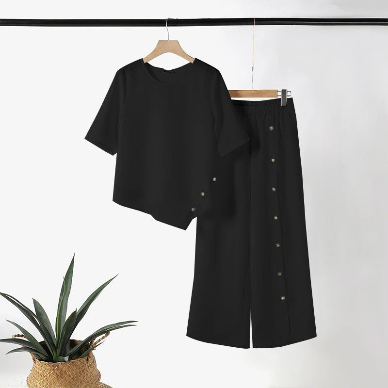 Amelina™ - Ensemble Coordonné avec Boutons pour un Style Élégant et Décontracté