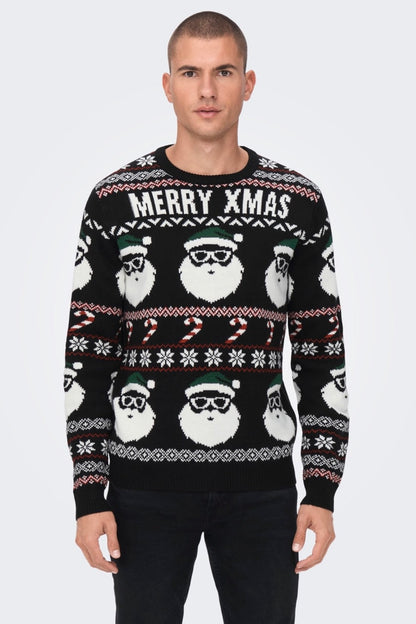 Pull Xmas Santa Noir