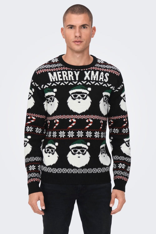 Pull Xmas Santa Noir