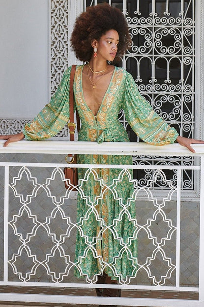 Pauline Laurent® | robe maxi imprimée avec boutons