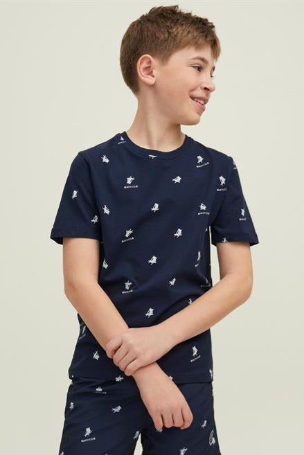 T-Shirt JORPOSITANO AOP TEE SS Bleu Marine
