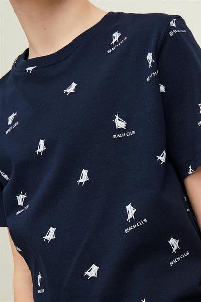 T-Shirt JORPOSITANO AOP TEE SS Bleu Marine