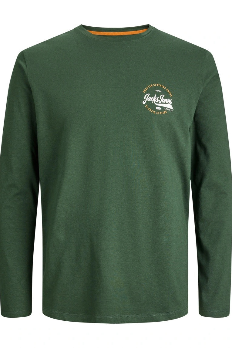 T-Shirt JJMIKK TEE LS CREW NECK JNR manches longues Vert
