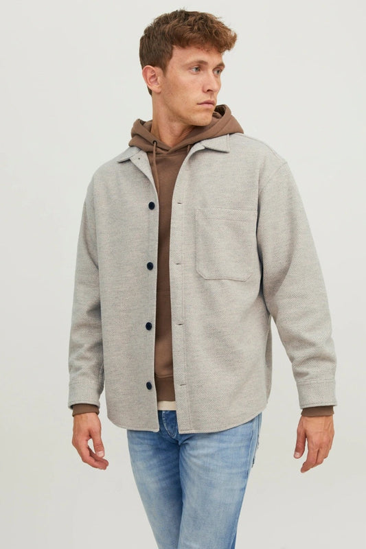 Chemise JORZAC MELANGE OVERSHIRT LS Beige