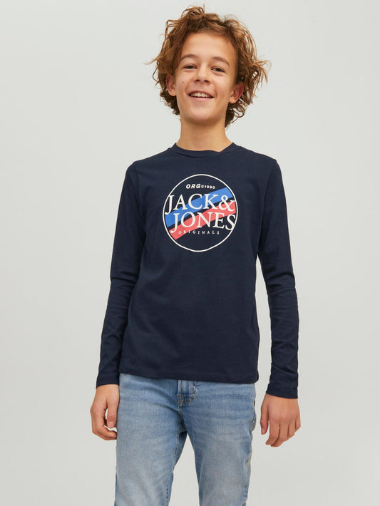T-Shirt JORCODYY TEE LS CREW NECK JNR Bleu Marine