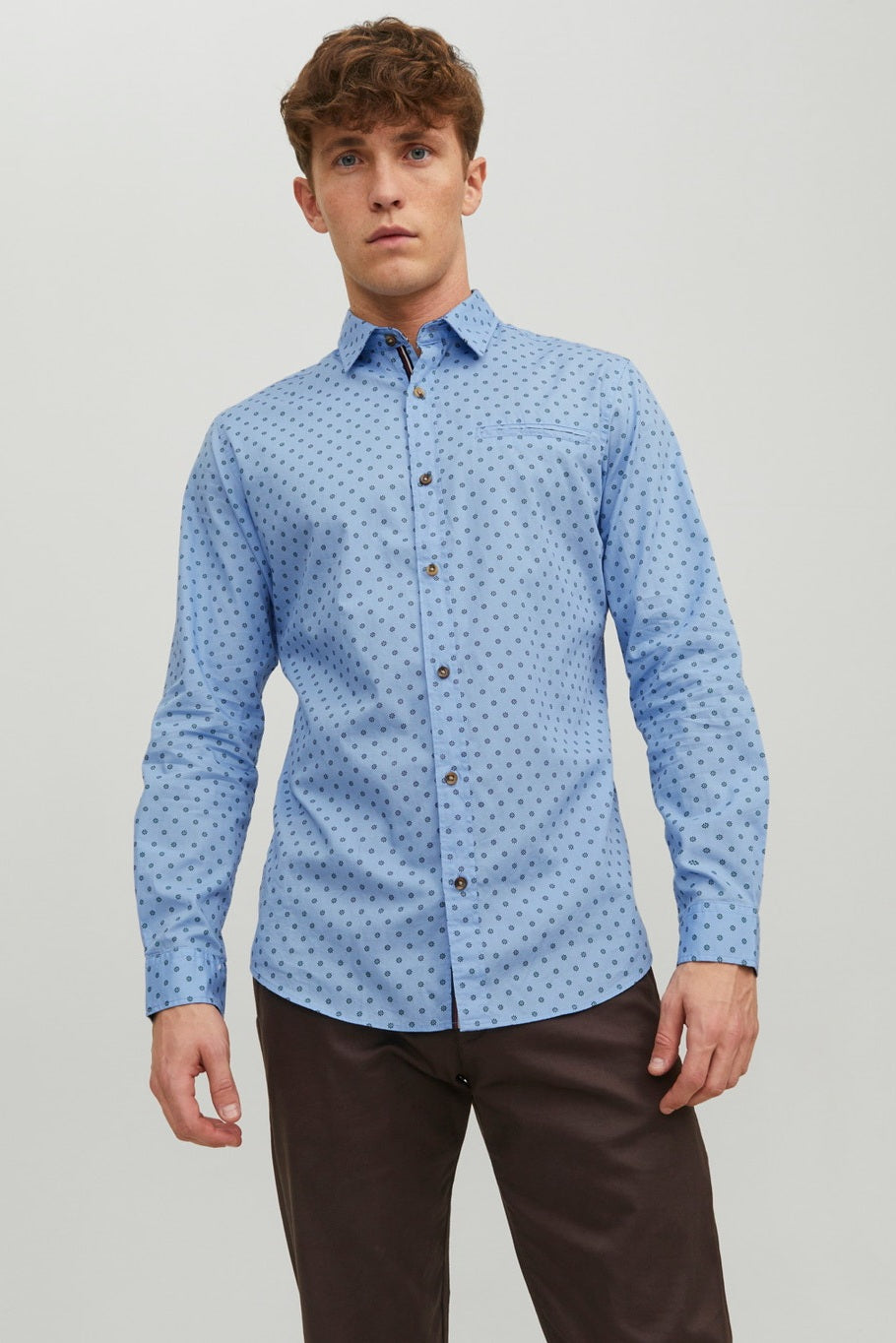 Chemise JJETREKOTA DETAIL SHIRT LS SN bleue