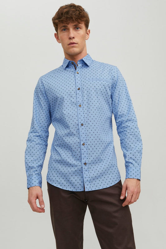Chemise JJETREKOTA DETAIL SHIRT LS SN bleue