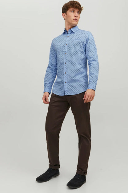 Chemise JJETREKOTA DETAIL SHIRT LS SN bleue