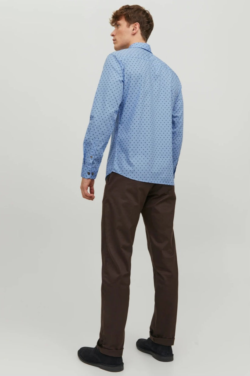 Chemise JJETREKOTA DETAIL SHIRT LS SN bleue