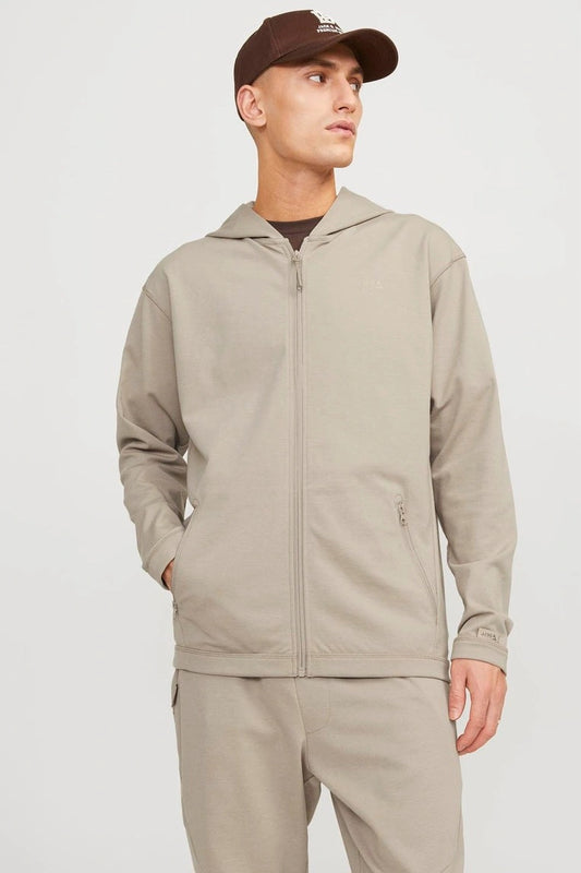 Gilet à Capuche JCOCLOUD SWEAT ZIP Beige