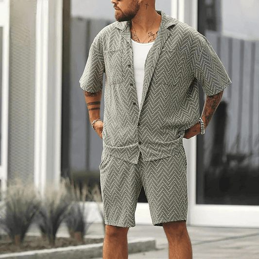 Ensemble Chemise Boutonnée à Manches Courtes et Short Homme